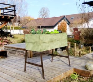 Jardinière bois et métal